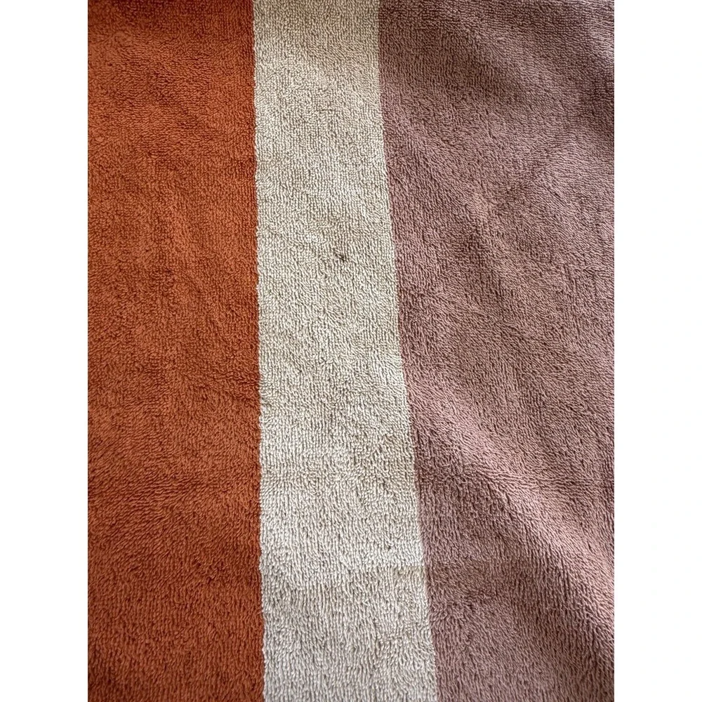 Vintage JCPenney Bath Towel Replacement Brown Tan Burnt Orange Stripe Retro